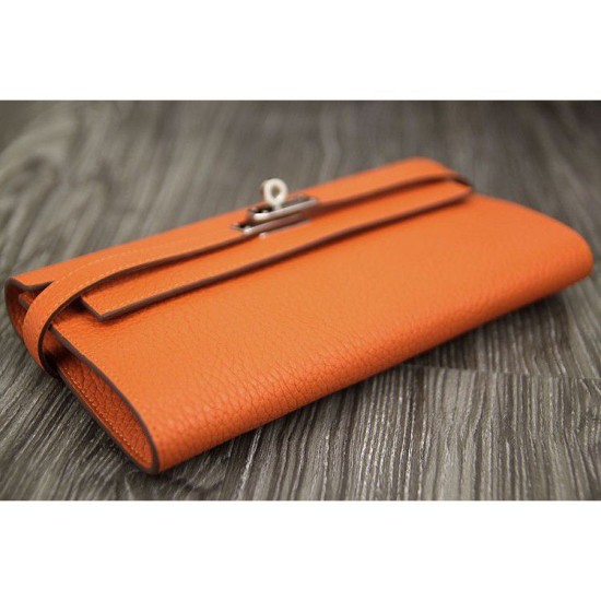 Replica Hermes Kelly Longue Portafoglio in pelle arancione Clemence Replica Hermes Kelly Longue Portafoglio in pelle arancione Clemence