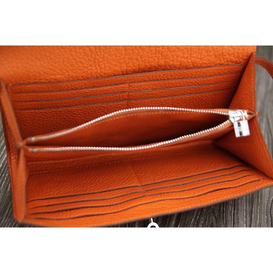 Replica Hermes Kelly Longue Portafoglio in pelle arancione Clemence Replica Hermes Kelly Longue Portafoglio in pelle arancione Clemence