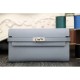 Replica Hermes Kelly Longue Portafoglio in pelle blu Lin Epsom