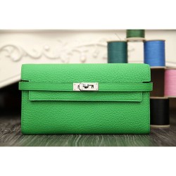 Replica Hermes Kelly Longue Portafoglio in pelle di bambù Clemence