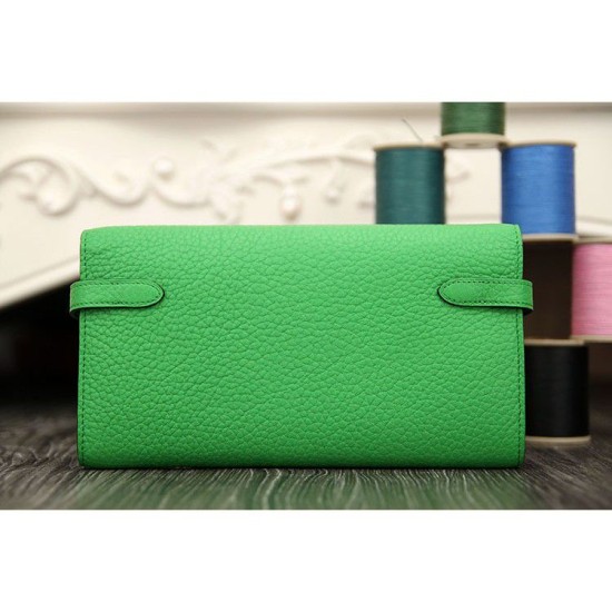 Replica Hermes Kelly Longue Portafoglio in pelle di bambù Clemence