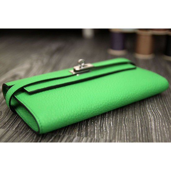 Replica Hermes Kelly Longue Portafoglio in pelle di bambù Clemence