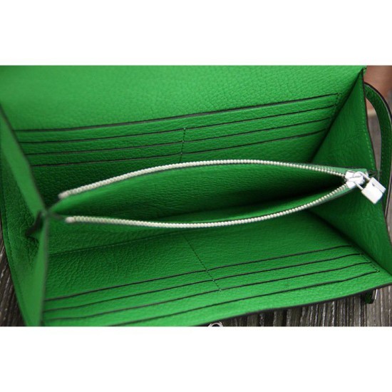 Replica Hermes Kelly Longue Portafoglio in pelle di bambù Clemence