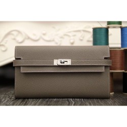 Replica Hermes Kelly Longue Portafoglio in pelle étoupe Epsom