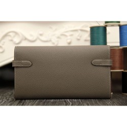 Replica Hermes Kelly Longue Portafoglio in pelle étoupe Epsom