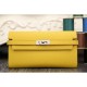 Replica Hermes Kelly Longue Portafoglio in pelle gialla Epsom