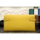 Replica Hermes Kelly Longue Portafoglio in pelle gialla Epsom