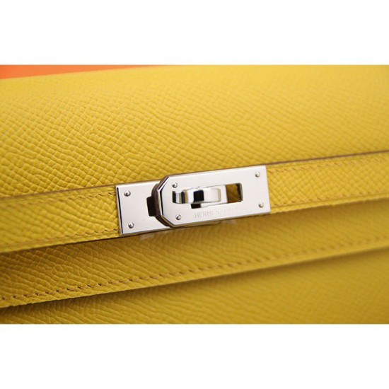 Replica Hermes Kelly Longue Portafoglio in pelle gialla Epsom