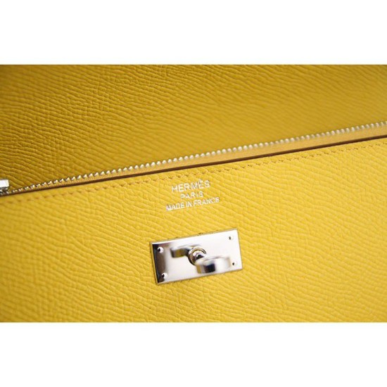 Replica Hermes Kelly Longue Portafoglio in pelle gialla Epsom