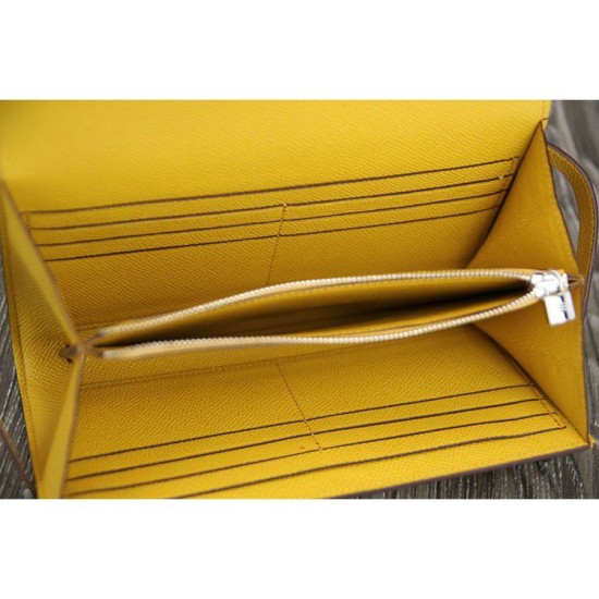 Replica Hermes Kelly Longue Portafoglio in pelle gialla Epsom