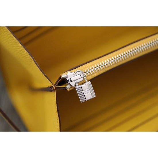 Replica Hermes Kelly Longue Portafoglio in pelle gialla Epsom