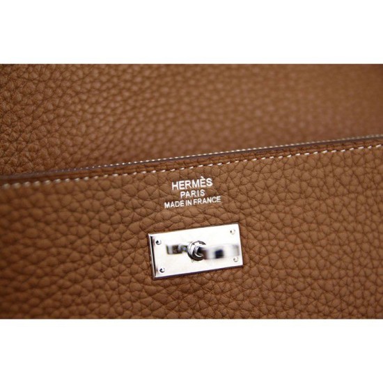 Replica Hermes Kelly Longue Portafoglio in pelle marrone Clemence