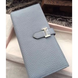 Replica Portafoglio Hermes Bearn in azzurro in pelle