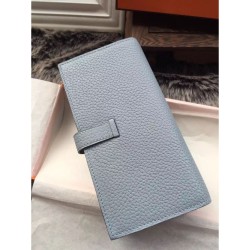 Replica Portafoglio Hermes Bearn in azzurro in pelle