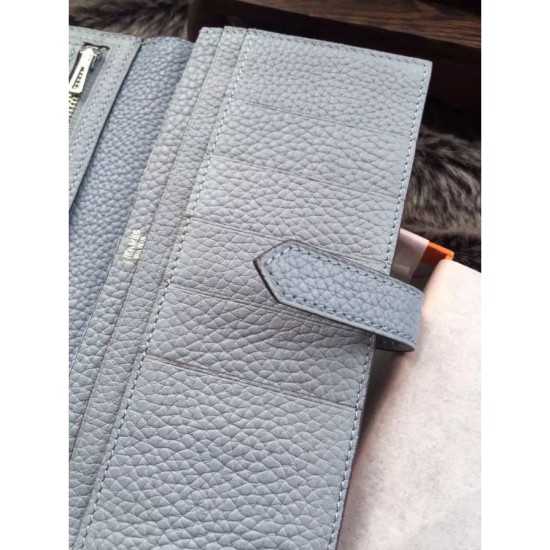 Replica Portafoglio Hermes Bearn in azzurro in pelle