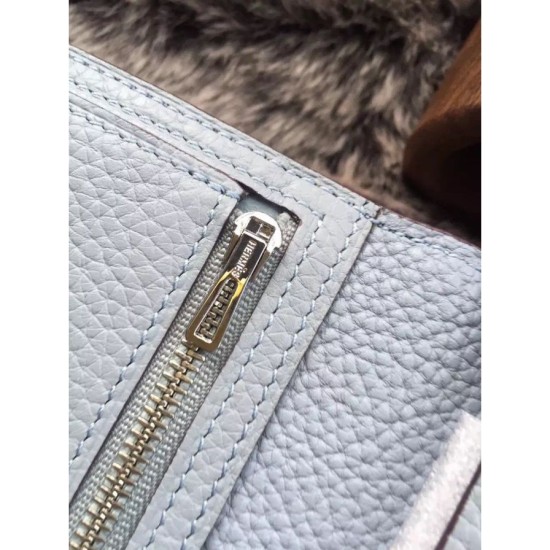 Replica Portafoglio Hermes Bearn in azzurro in pelle