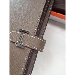 Replica Portafoglio Hermes Bearn in pelle Etain Epsom