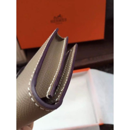 Replica Portafoglio Hermes Bearn in pelle Etain Epsom