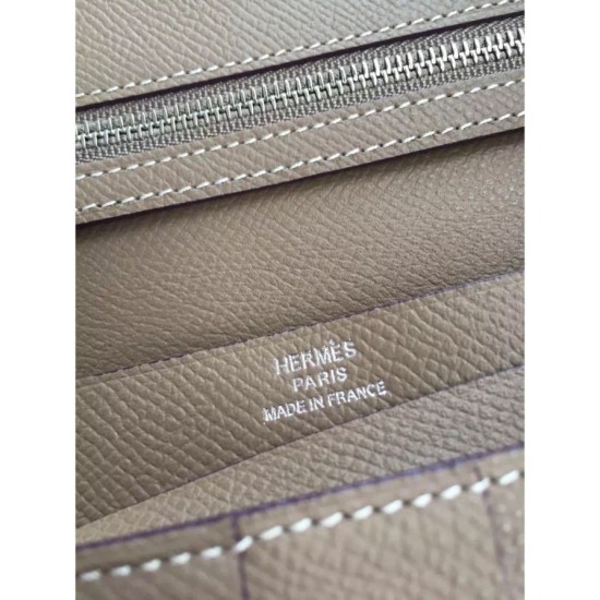 Replica Portafoglio Hermes Bearn in pelle Etain Epsom