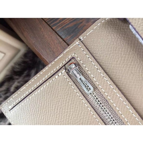 Replica Portafoglio Hermes Bearn in pelle Etain Epsom