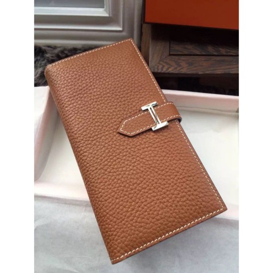 Replica Portafoglio Hermes Bearn Portafoglio In pelle marrone