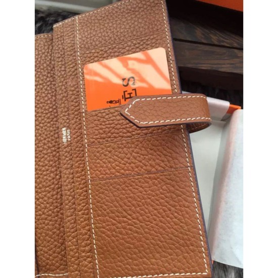 Replica Portafoglio Hermes Bearn Portafoglio In pelle marrone