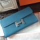 Replica Portafoglio Hermes Costanza a lungo in Jean pelle blu