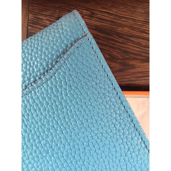 Replica Portafoglio Hermes Costanza a lungo in Jean pelle blu