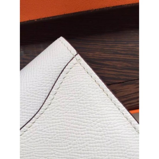 Replica Portafoglio Hermes Costanza a lungo in pelle bianca Epsom