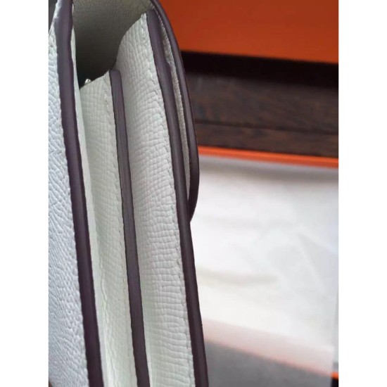 Replica Portafoglio Hermes Costanza a lungo in pelle bianca Epsom