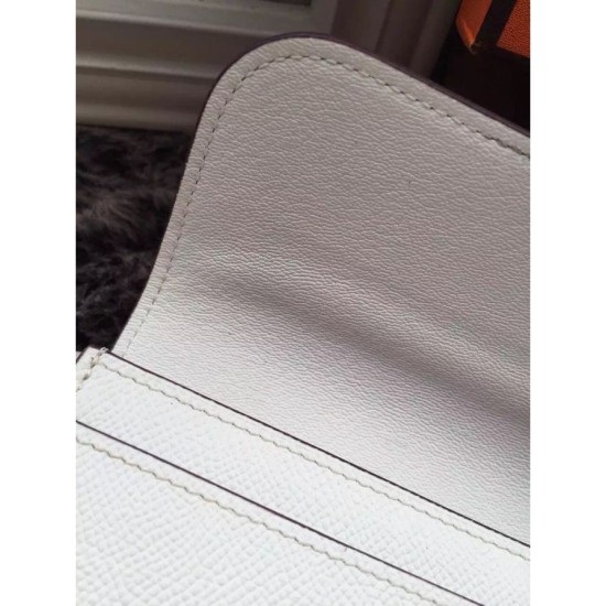 Replica Portafoglio Hermes Costanza a lungo in pelle bianca Epsom