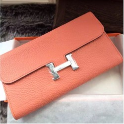 Replica Portafoglio Hermes Costanza a lungo in pelle Crevette