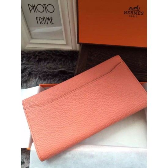 Replica Portafoglio Hermes Costanza a lungo in pelle Crevette