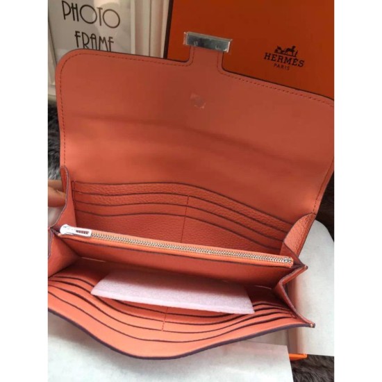 Replica Portafoglio Hermes Costanza a lungo in pelle Crevette