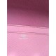 Replica Portafoglio Hermes Costanza a lungo in pelle rosa Epsom
