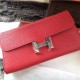 Replica Portafoglio Hermes Costanza a lungo in pelle Vermillion