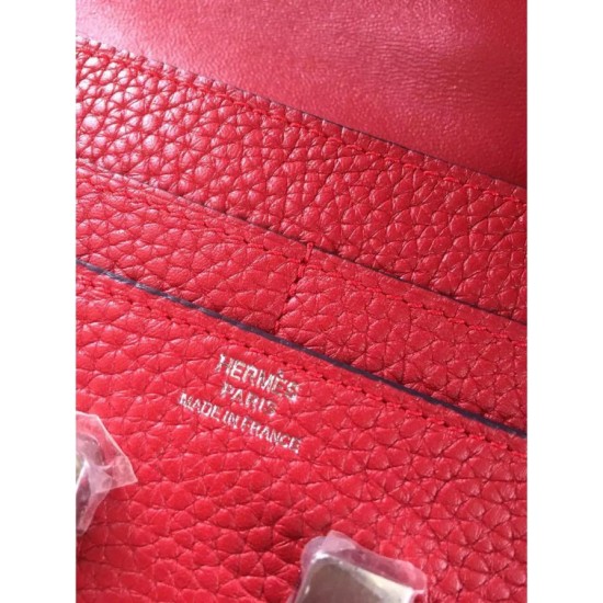Replica Portafoglio Hermes Costanza a lungo in pelle Vermillion