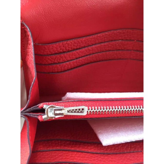 Replica Portafoglio Hermes Costanza a lungo in pelle Vermillion