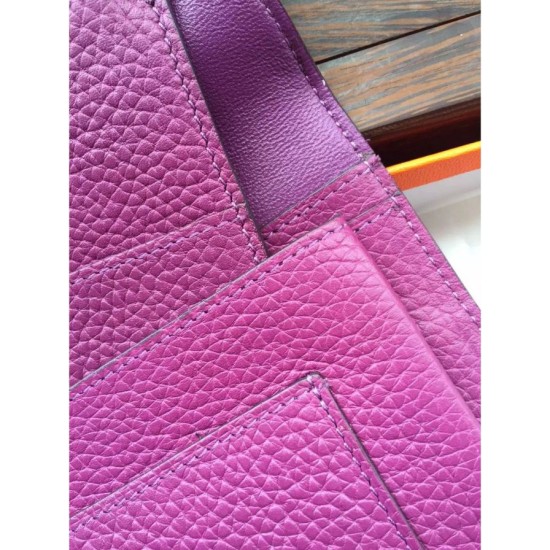 Replica Portafoglio Hermes Dogon  in pelle Cyclamen