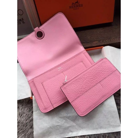 Replica Portafoglio Hermes Dogon in pelle rosa