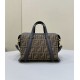 Replica Borsa media Fendi Boston 365 Jacquard FF in tessuto 8BL152 Nera