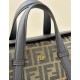Replica Borsa media Fendi Boston 365 Jacquard FF in tessuto 8BL152 Nera
