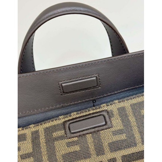 Replica Borsa media Fendi Boston 365 Jacquard FF in tessuto 8BL152 Nera