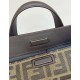 Replica Borsa media Fendi Boston 365 Jacquard FF in tessuto 8BL152 Nera