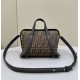 Replica Borsa media Fendi Boston 365 Jacquard FF in tessuto 8BL152 Nera
