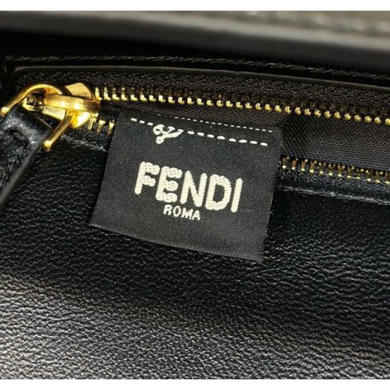 Replica Borsa Baguette Media Fendi 8BR600 Coccodrillo Nero