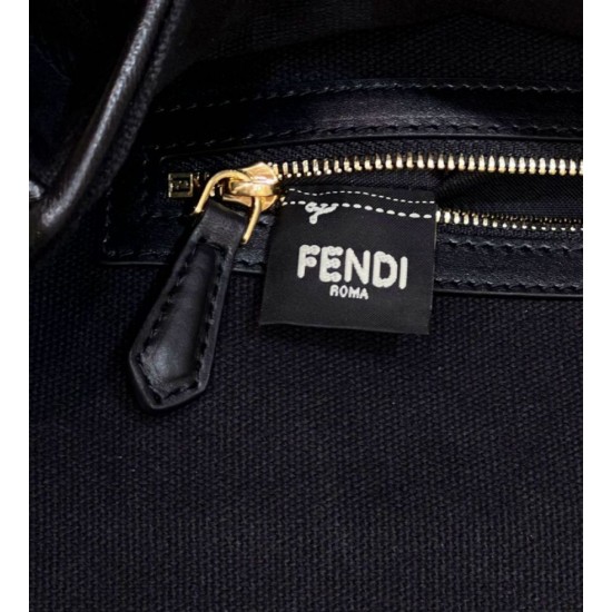 Replica Borsa in tela Fendi Baguette media FF 8BR600 Nera