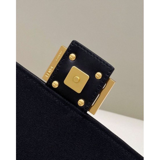 Replica Borsa in tela Fendi Baguette media FF 8BR600 Nera
