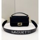 Replica Borsa in tela Fendi Baguette media FF 8BR600 Nera