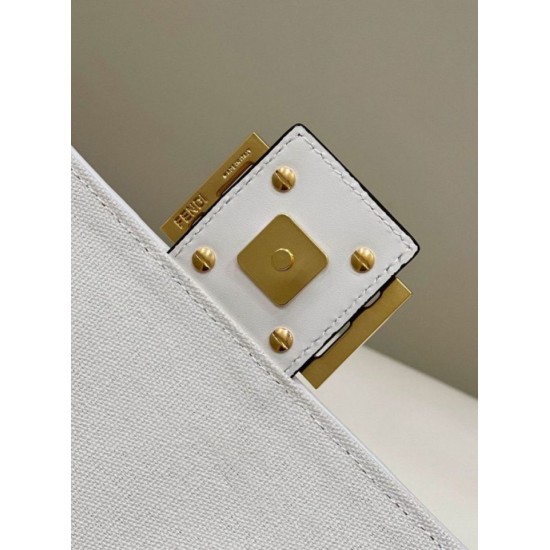 Replica Borsa in tela Fendi Baguette media FF 8BR600 Bianca